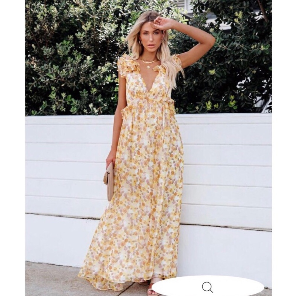 Rosamund Floral Chiffon Ruffle Maxi Dress